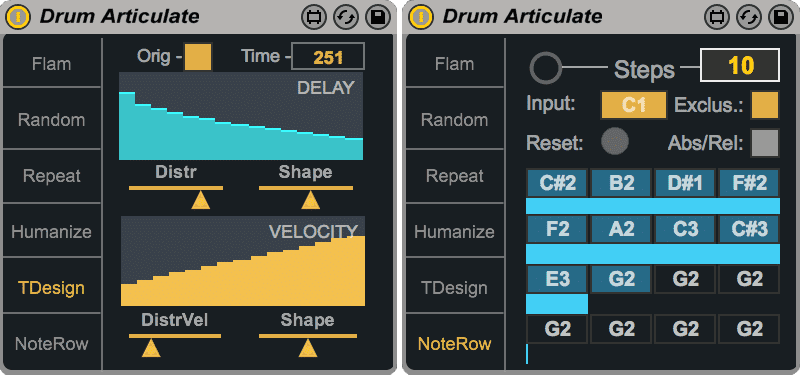 Drum Articulate - Time Designer & NoteRow modes