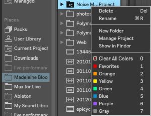 Manage Project in the context menu of the Live 10 Browser | Sonic Bloom