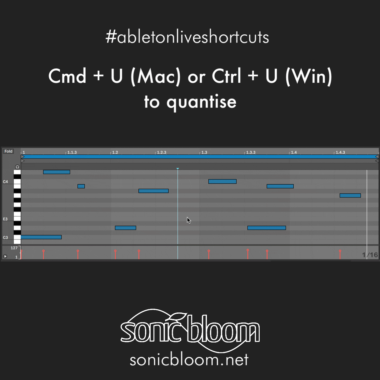 Shortcut to quantise clips in Ableton Live